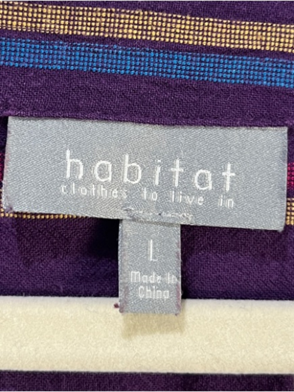 Habitat Purple Striped Round-Neck Tunic with Multicolor Accents Sz L Boho Chic - Picture 3 of 9